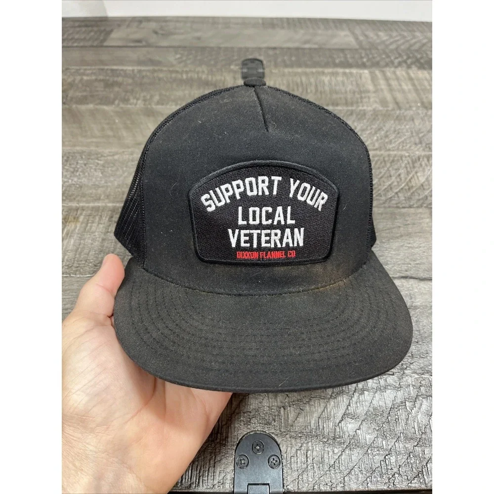 Dixxon Flannel Snapback Trucker Hat Patriotic SUPPORT YOUR LOCAL‎ Veteran Patch